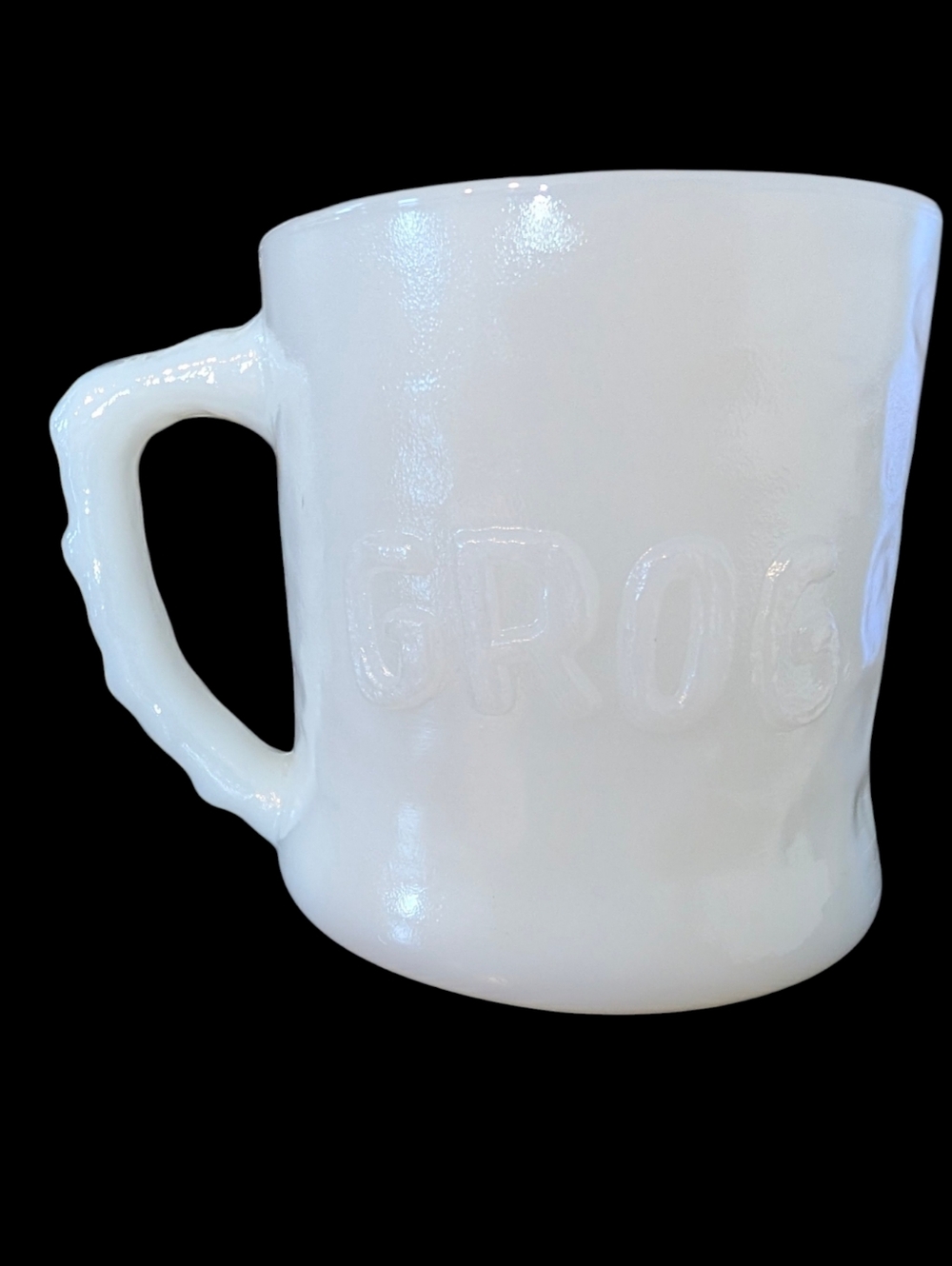 Vintage Fire King GROG B.C. Comics Johnny Hart milk glass mug.